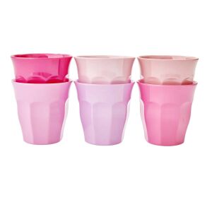Rice Melamin Becher - Set medium 50 Shades of Pink, 6er Set