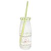 Greengate Glas-Trinkbecher Lily petit white mit Strohhalm