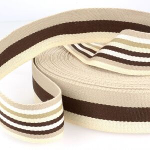 Gurtband Polyester Streifen doppelseitig, beige