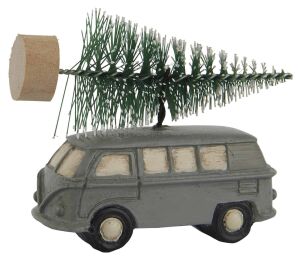 IB Laursen Weihnachtsaufh&auml;nger Bus mit Tannenbaum, grau