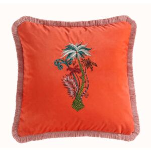 Emma J Shipley Kissen Jungle palms square coral bestickt 43x43cm
