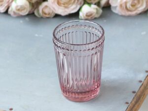Chic Antique Trinkglas mit Rille und Perlenkante, rosa