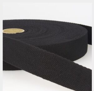 Gurtband, Baumwolle schwarz, 2.5 cm