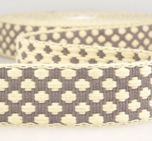 Gurtband, Baumwolle Kreuzmotiv grau-creme, 3.7 cm