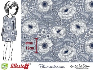 Lillestoff Webware Blumentraum, grauweiss