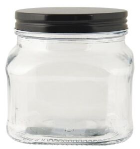 IB Laursen Glas viereckig mit schwarzem Deckel, 450ml