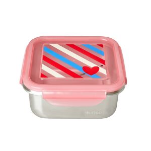 Rice Edelstahl Lunchbox Candy stripes, quadratisch