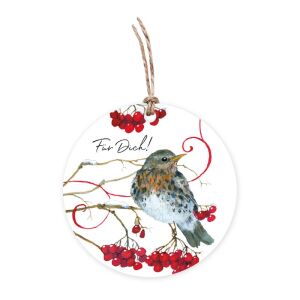 Grätz Geschenkanhänger mit Naturband Vogel auf Zweigen