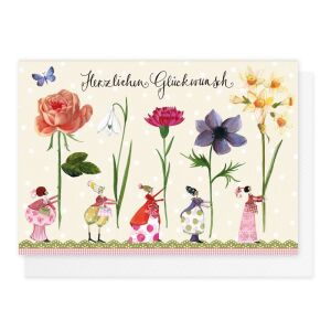 Grätz Doppelkarte Geburtstag mit Kuvert Blumenfrauen