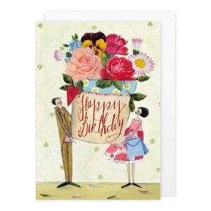 Grätz Doppelkarte Geburtstag mit Kuvert Paar mit Blumentopf
