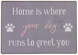IB Laursen Metallschild Home is where your dog runs to greet