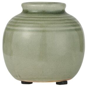 IB Laursen Vase mini mit Rillen, grau-grün