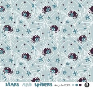 Lillestoff Jersey Stoff Stars and Spiders