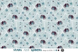 Lillestoff Jersey Stoff Stars and Spiders