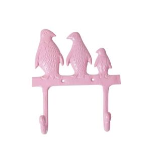 Rice Metall Kleiderhaken Pinguin Familie, pink