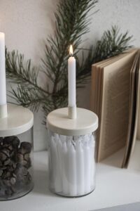 IB Laursen Glashalter für dünne Kerzen, creme