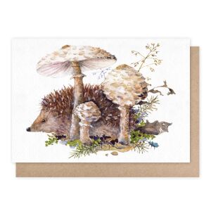 Grätz Doppelkarte mit Kuvert Igel zwischen Pilzen