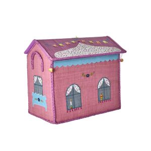 Rice Bast Spielzeugkorb Pink Castle, klein
