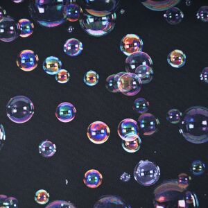 Softshell Stoff Digital Print Bubbles, schwarz