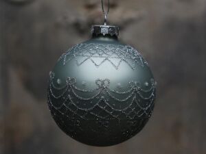 Chic Antique Weihnachtskugel mit Glimmer, antique verte